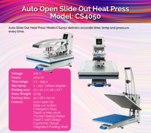 Color Screen Auto Open Slide Out Heat Press Machine CS4050 A5